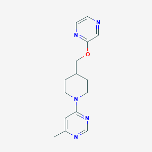 molecular formula C15H19N5O B12268580 4-Methyl-6-{4-[(pyrazin-2-yloxy)methyl]piperidin-1-yl}pyrimidine 