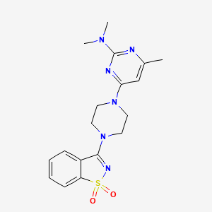 molecular formula C18H22N6O2S B12268607 3-{4-[2-(Dimethylamino)-6-methylpyrimidin-4-yl]piperazin-1-yl}-1lambda6,2-benzothiazole-1,1-dione 