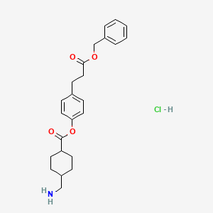 molecular formula C24H30ClNO4 B1226861 Benzenepropanoic acid, 4-(((4-(aminomethyl)cyclohexyl)carbonyl)oxy)-, phenylmethyl ester, hydrochloride, trans- CAS No. 27725-13-9