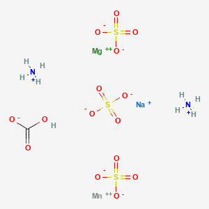 molecular formula CH9MgMnN2NaO15S3 B1226862 Ammonium, magnesium, manganese, sodium bicarbonate, zinc sulfate drug combination CAS No. 37330-47-5
