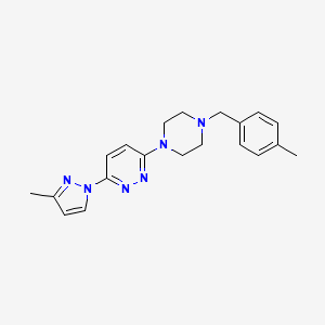 molecular formula C20H24N6 B12268641 3-(3-methyl-1H-pyrazol-1-yl)-6-{4-[(4-methylphenyl)methyl]piperazin-1-yl}pyridazine 