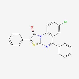 molecular formula C22H13ClN2OS B12268647 7-Chloro-2,5-diphenyl[1,3]thiazolo[3,2-a]quinazolin-10-ium-1-olate 