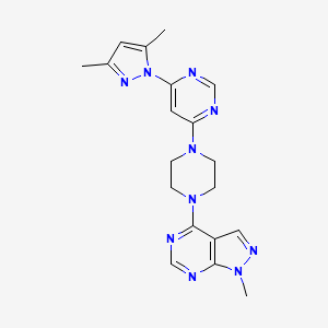 molecular formula C19H22N10 B12268659 4-(3,5-dimethyl-1H-pyrazol-1-yl)-6-(4-{1-methyl-1H-pyrazolo[3,4-d]pyrimidin-4-yl}piperazin-1-yl)pyrimidine 