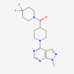 molecular formula C17H22F2N6O B12268665 4-(4,4-difluoropiperidine-1-carbonyl)-1-{1-methyl-1H-pyrazolo[3,4-d]pyrimidin-4-yl}piperidine 