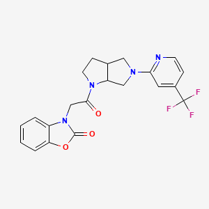 molecular formula C21H19F3N4O3 B12268675 3-(2-Oxo-2-{5-[4-(trifluoromethyl)pyridin-2-yl]-octahydropyrrolo[2,3-c]pyrrol-1-yl}ethyl)-2,3-dihydro-1,3-benzoxazol-2-one 