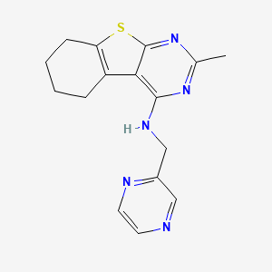 molecular formula C16H17N5S B12268695 5-methyl-N-[(pyrazin-2-yl)methyl]-8-thia-4,6-diazatricyclo[7.4.0.0^{2,7}]trideca-1(9),2(7),3,5-tetraen-3-amine 