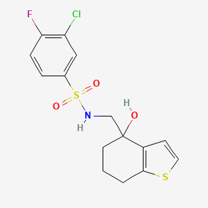 3-chloro-4-fluoro-N-[(4-hydroxy-4,5,6,7-tetrahydro-1-benzothiophen-4-yl)methyl]benzene-1-sulfonamide