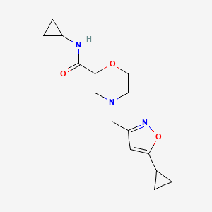 molecular formula C15H21N3O3 B12268753 N-cyclopropyl-4-[(5-cyclopropyl-1,2-oxazol-3-yl)methyl]morpholine-2-carboxamide 