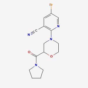 5-Bromo-2-[2-(pyrrolidine-1-carbonyl)morpholin-4-yl]pyridine-3-carbonitrile