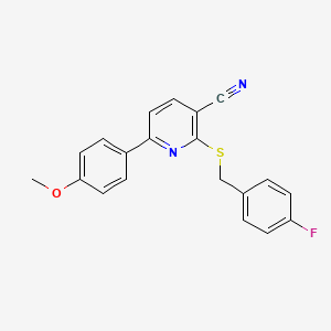 molecular formula C20H15FN2OS B12268820 2-[(4-Fluorobenzyl)sulfanyl]-6-(4-methoxyphenyl)pyridine-3-carbonitrile 