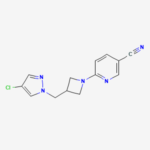 molecular formula C13H12ClN5 B12268832 6-{3-[(4-chloro-1H-pyrazol-1-yl)methyl]azetidin-1-yl}pyridine-3-carbonitrile 