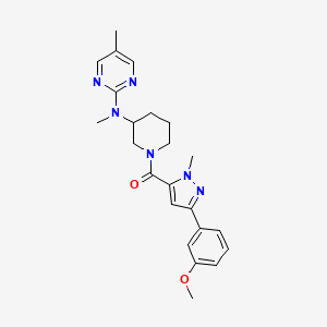 molecular formula C23H28N6O2 B12268845 N-{1-[3-(3-methoxyphenyl)-1-methyl-1H-pyrazole-5-carbonyl]piperidin-3-yl}-N,5-dimethylpyrimidin-2-amine 