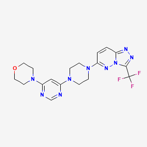 molecular formula C18H20F3N9O B12268852 4-(6-{4-[3-(Trifluoromethyl)-[1,2,4]triazolo[4,3-b]pyridazin-6-yl]piperazin-1-yl}pyrimidin-4-yl)morpholine 