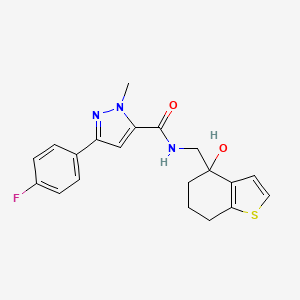 molecular formula C20H20FN3O2S B12268909 3-(4-fluorophenyl)-N-[(4-hydroxy-4,5,6,7-tetrahydro-1-benzothiophen-4-yl)methyl]-1-methyl-1H-pyrazole-5-carboxamide 