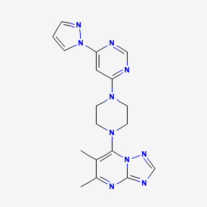 4-(4-{5,6-dimethyl-[1,2,4]triazolo[1,5-a]pyrimidin-7-yl}piperazin-1-yl)-6-(1H-pyrazol-1-yl)pyrimidine