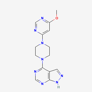 molecular formula C14H16N8O B12268984 4-methoxy-6-(4-{1H-pyrazolo[3,4-d]pyrimidin-4-yl}piperazin-1-yl)pyrimidine 