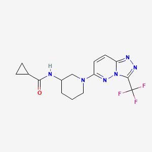 molecular formula C15H17F3N6O B12269037 N-{1-[3-(trifluoromethyl)-[1,2,4]triazolo[4,3-b]pyridazin-6-yl]piperidin-3-yl}cyclopropanecarboxamide 