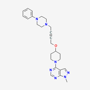 molecular formula C25H31N7O B12269076 1-{4-[(1-{1-methyl-1H-pyrazolo[3,4-d]pyrimidin-4-yl}piperidin-4-yl)oxy]but-2-yn-1-yl}-4-phenylpiperazine 