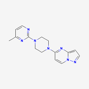 molecular formula C15H17N7 B12269095 4-Methyl-2-(4-{pyrazolo[1,5-a]pyrimidin-5-yl}piperazin-1-yl)pyrimidine 