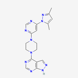 4-(3,5-dimethyl-1H-pyrazol-1-yl)-6-(4-{1H-pyrazolo[3,4-d]pyrimidin-4-yl}piperazin-1-yl)pyrimidine