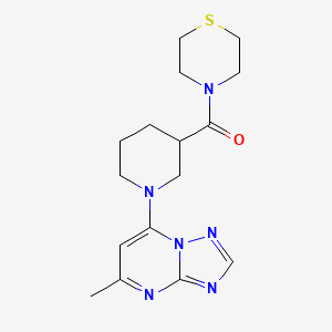 molecular formula C16H22N6OS B12269142 4-(1-{5-Methyl-[1,2,4]triazolo[1,5-a]pyrimidin-7-yl}piperidine-3-carbonyl)thiomorpholine 