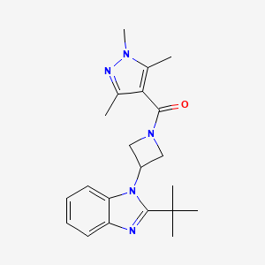 molecular formula C21H27N5O B12269145 2-tert-butyl-1-[1-(1,3,5-trimethyl-1H-pyrazole-4-carbonyl)azetidin-3-yl]-1H-1,3-benzodiazole 