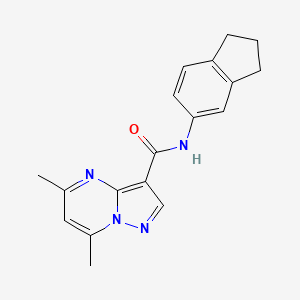molecular formula C18H18N4O B1226923 N-(2,3-dihydro-1H-inden-5-yl)-5,7-dimethyl-3-pyrazolo[1,5-a]pyrimidinecarboxamide 