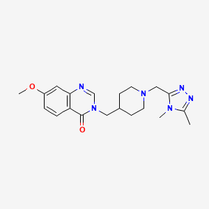 molecular formula C20H26N6O2 B12269230 3-({1-[(4,5-dimethyl-4H-1,2,4-triazol-3-yl)methyl]piperidin-4-yl}methyl)-7-methoxy-3,4-dihydroquinazolin-4-one 