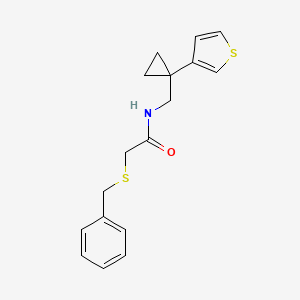 2-(benzylsulfanyl)-N-{[1-(thiophen-3-yl)cyclopropyl]methyl}acetamide