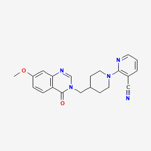 molecular formula C21H21N5O2 B12269253 2-{4-[(7-Methoxy-4-oxo-3,4-dihydroquinazolin-3-yl)methyl]piperidin-1-yl}pyridine-3-carbonitrile 