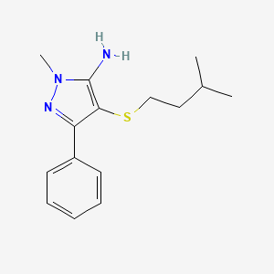 molecular formula C15H21N3S B1226937 1-Methyl-3-phenyl-4-(3'-methyl)butylthio-5-aminopyrazole CAS No. 32528-00-0