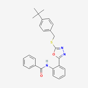 molecular formula C26H25N3O2S B1226944 N-[2-[5-[(4-tert-butylphenyl)methylthio]-1,3,4-oxadiazol-2-yl]phenyl]benzamide 