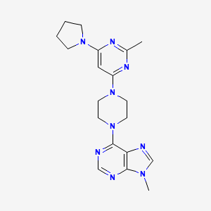 molecular formula C19H25N9 B12269445 9-methyl-6-{4-[2-methyl-6-(pyrrolidin-1-yl)pyrimidin-4-yl]piperazin-1-yl}-9H-purine 