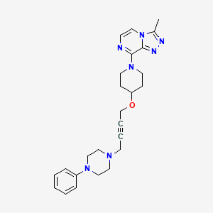 molecular formula C25H31N7O B12269482 1-{4-[(1-{3-Methyl-[1,2,4]triazolo[4,3-a]pyrazin-8-yl}piperidin-4-yl)oxy]but-2-yn-1-yl}-4-phenylpiperazine 