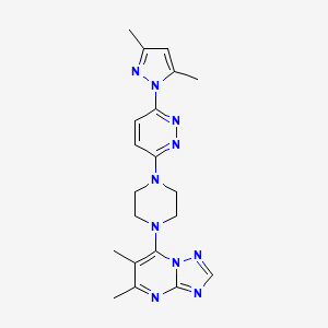 molecular formula C20H24N10 B12269488 3-(3,5-dimethyl-1H-pyrazol-1-yl)-6-(4-{5,6-dimethyl-[1,2,4]triazolo[1,5-a]pyrimidin-7-yl}piperazin-1-yl)pyridazine 