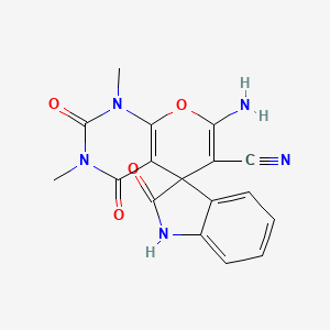 7'-amino-1',3'-dimethyl-2,2',4'-trioxo-6'-spiro[1H-indole-3,5'-pyrano[2,3-d]pyrimidine]carbonitrile