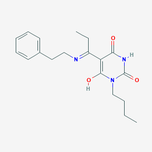 molecular formula C19H25N3O3 B1226954 1-Butyl-5-[1-(2-phenylethylamino)propylidene]-1,3-diazinane-2,4,6-trione 