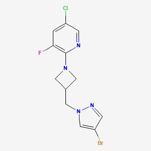 molecular formula C12H11BrClFN4 B12269563 2-{3-[(4-bromo-1H-pyrazol-1-yl)methyl]azetidin-1-yl}-5-chloro-3-fluoropyridine 