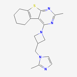 molecular formula C19H23N5S B12269606 5-methyl-3-{3-[(2-methyl-1H-imidazol-1-yl)methyl]azetidin-1-yl}-8-thia-4,6-diazatricyclo[7.4.0.0^{2,7}]trideca-1(9),2,4,6-tetraene 