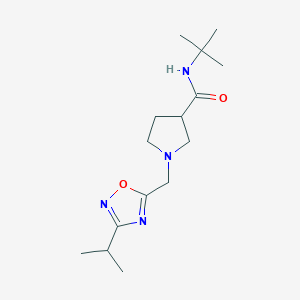 molecular formula C15H26N4O2 B12269623 N-tert-butyl-1-{[3-(propan-2-yl)-1,2,4-oxadiazol-5-yl]methyl}pyrrolidine-3-carboxamide 