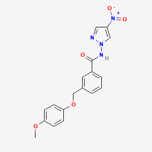 molecular formula C18H16N4O5 B1226970 3-[(4-甲氧苯氧基)甲基]-N-(4-硝基-1-吡唑基)苯甲酰胺 