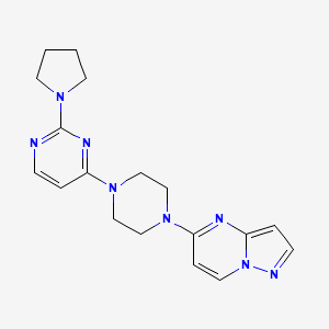 molecular formula C18H22N8 B12269742 4-(4-{Pyrazolo[1,5-a]pyrimidin-5-yl}piperazin-1-yl)-2-(pyrrolidin-1-yl)pyrimidine 