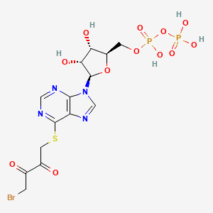 molecular formula C14H17BrN4O12P2S B1226981 6-((4-Bromo-2,3-dioxobutyl)thio)-6-deaminoadenosine 5'-diphosphate CAS No. 90269-32-2