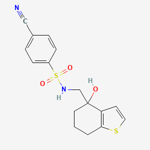 4-cyano-N-[(4-hydroxy-4,5,6,7-tetrahydro-1-benzothiophen-4-yl)methyl]benzene-1-sulfonamide