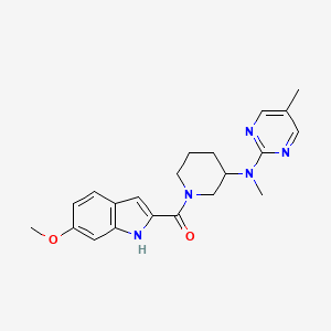 molecular formula C21H25N5O2 B12269832 N-[1-(6-methoxy-1H-indole-2-carbonyl)piperidin-3-yl]-N,5-dimethylpyrimidin-2-amine 