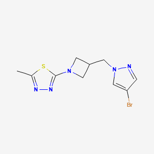 molecular formula C10H12BrN5S B12269859 2-{3-[(4-bromo-1H-pyrazol-1-yl)methyl]azetidin-1-yl}-5-methyl-1,3,4-thiadiazole 