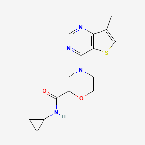 molecular formula C15H18N4O2S B12269894 N-cyclopropyl-4-{7-methylthieno[3,2-d]pyrimidin-4-yl}morpholine-2-carboxamide 