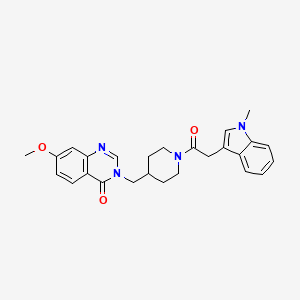 molecular formula C26H28N4O3 B12269935 7-methoxy-3-({1-[2-(1-methyl-1H-indol-3-yl)acetyl]piperidin-4-yl}methyl)-3,4-dihydroquinazolin-4-one 