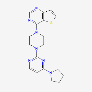 molecular formula C18H21N7S B12269940 4-(Pyrrolidin-1-yl)-2-(4-{thieno[3,2-d]pyrimidin-4-yl}piperazin-1-yl)pyrimidine 