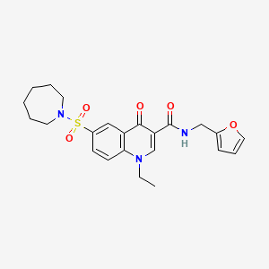 molecular formula C23H27N3O5S B1226998 6-(1-氮杂环戊基磺酰基)-1-乙基-N-(2-呋喃基甲基)-4-氧代-3-喹啉甲酰胺 